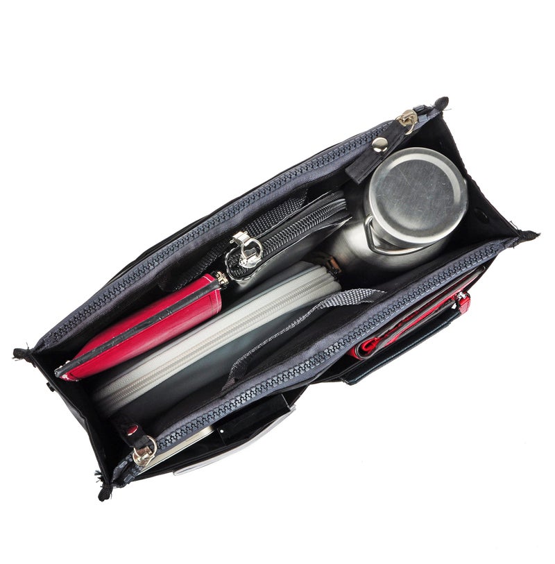 Vercord Updated Purse Handbag Organizer Insert Liner Bag in Bag 13 Pockets Black Medium - Image 3